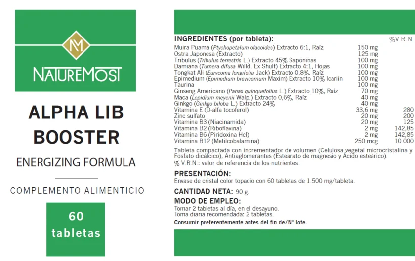 ALPHA LIB BOOSTER 60 TABLETAS NATUREMOST