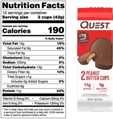 PEANUT BUTTER CUPS 42 G QUEST