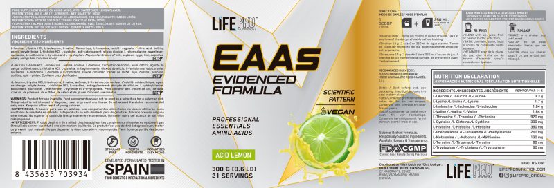 EAAS EVIDENCED FORMULA 300 G LIFE PRO